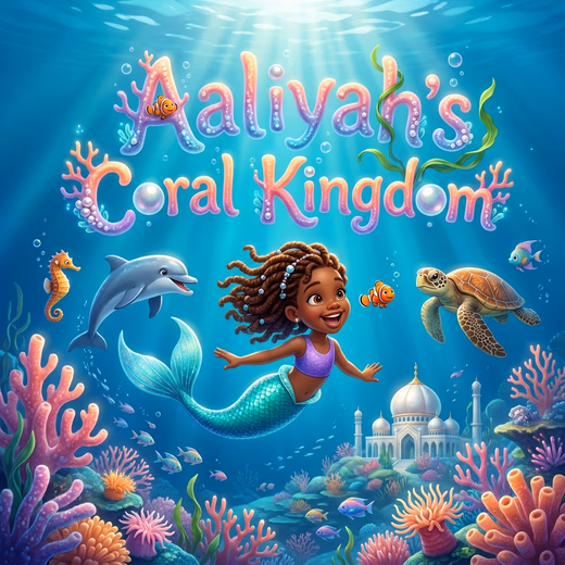 Aaliyah's Coral Kingdom, a personalized Story Genie book starring Aaliyah