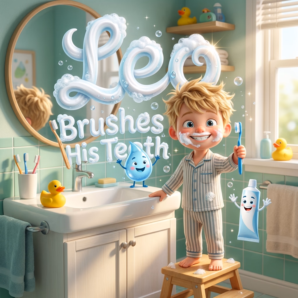 Leo Brushes His Teeth, a personalized Story Genie book starring Leo