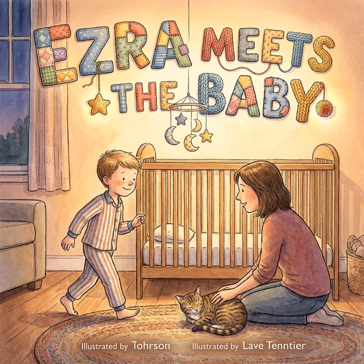 Ezra Meets the Baby, a personalized Story Genie book starring Ezra