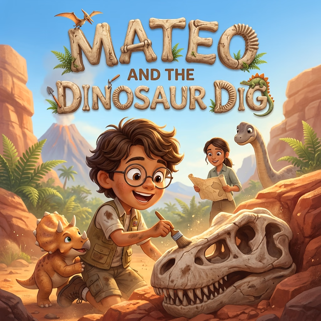 Mateo and the Dinosaur Dig, a personalized Story Genie book starring Mateo