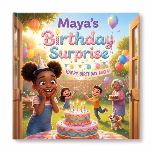 Maya's Birthday Surprise, a personalized Story Genie book starring Maya