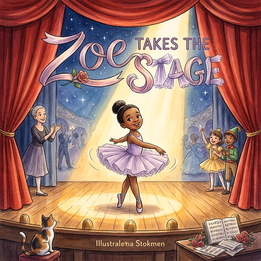 Zoe Takes the Stage, a personalized Story Genie book starring Zoe